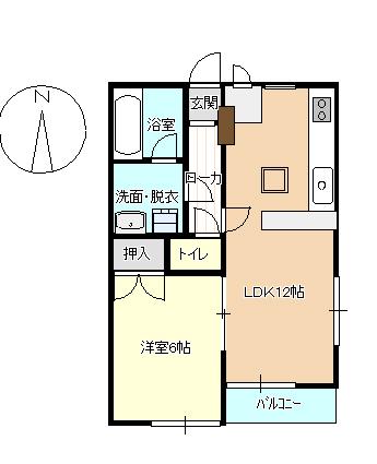 アパート そよ風(1LDK/1階)の間取り写真