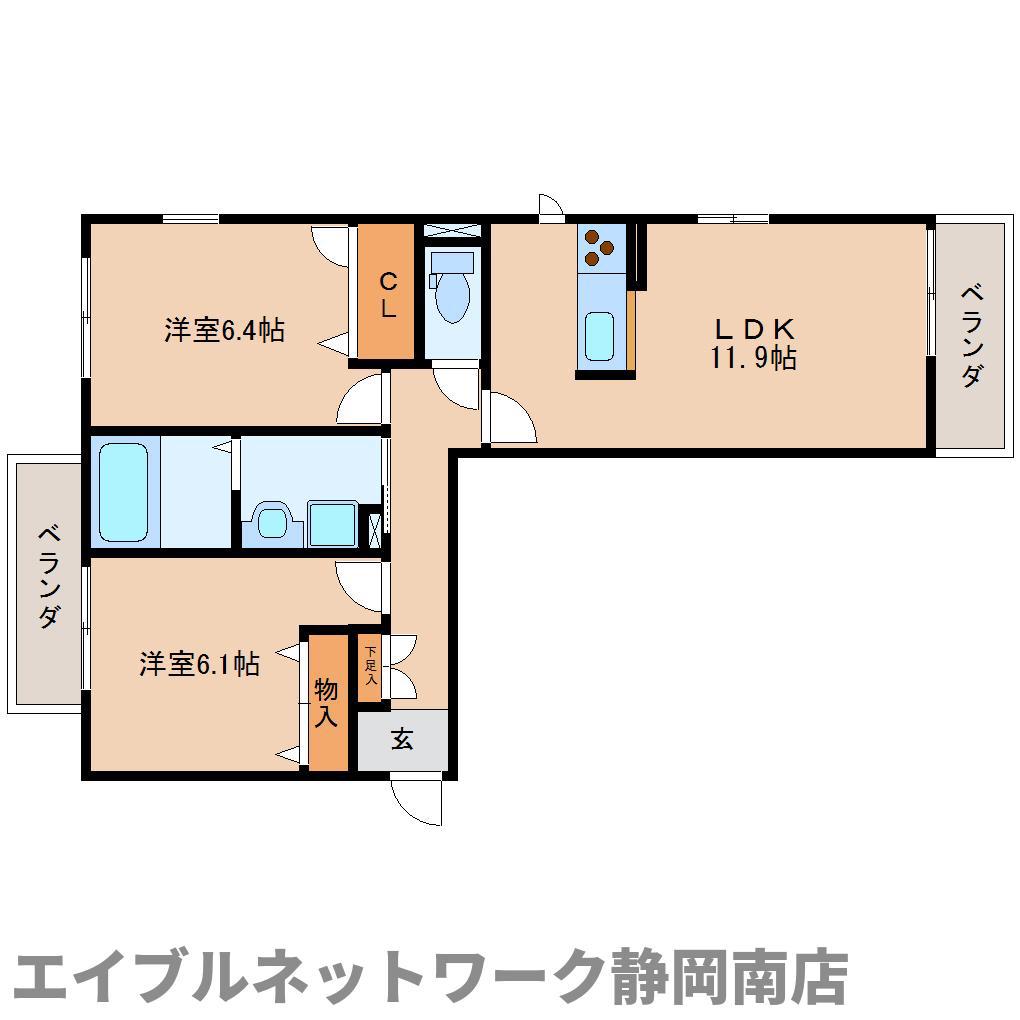クラルテ馬渕(2LDK/3階)の間取り写真