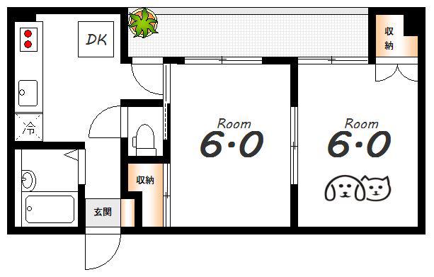 ステラ舟入中町(2DK/3階)の間取り写真