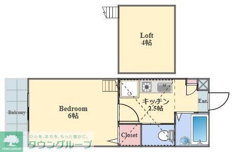 アザレ生麦A(1K/2階)の間取り写真
