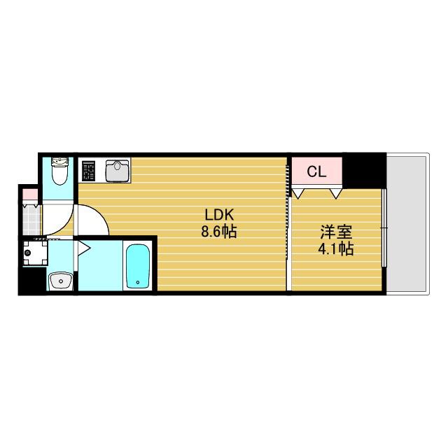 プライムコート神崎川(1LDK/5階)の間取り写真