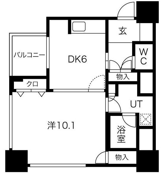 アルグラッドザ・タワー心斎橋(1DK/9階)の間取り写真