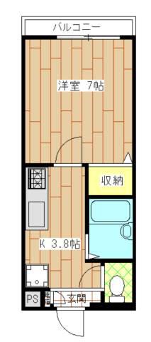 都営三田線 西台駅 徒歩9分 3階建 築24年(1K/2階)の間取り写真