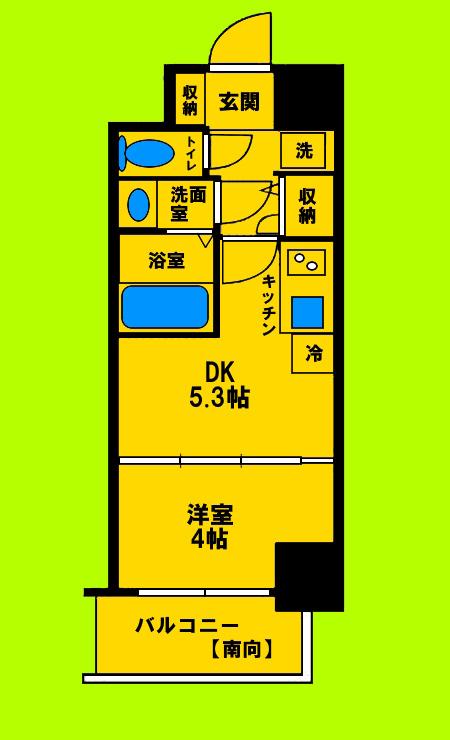 CREST COURT 江坂垂水町(1DK/12階)の間取り写真