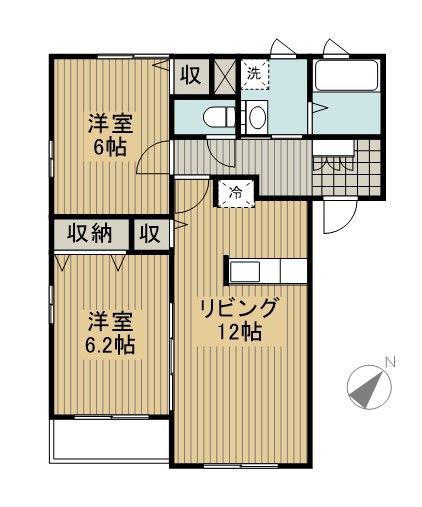 フォルミアB(2LDK/2階)の間取り写真