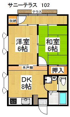 サニーテラス(2DK/1階)の間取り写真