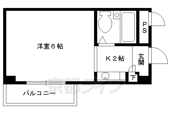 グランディール深草ビル(1K/2階)の間取り写真