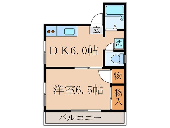 若草ハイツ(1DK/2階)の間取り写真
