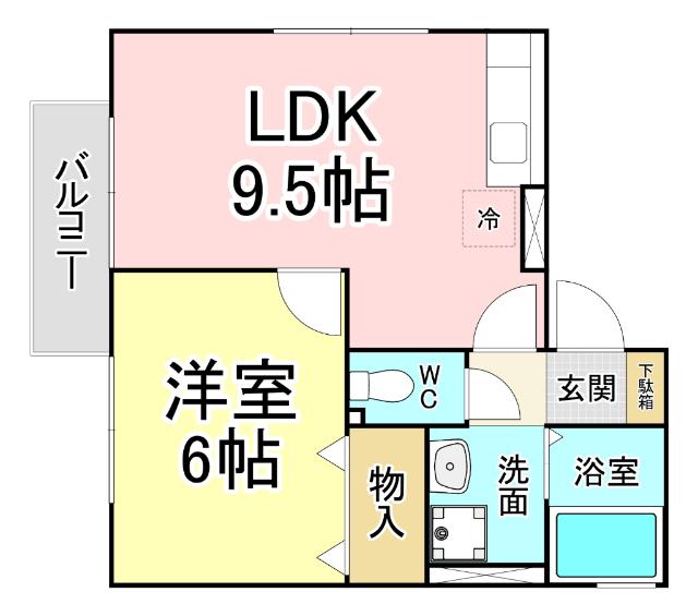 セジュールイトー(1LDK/1階)の間取り写真