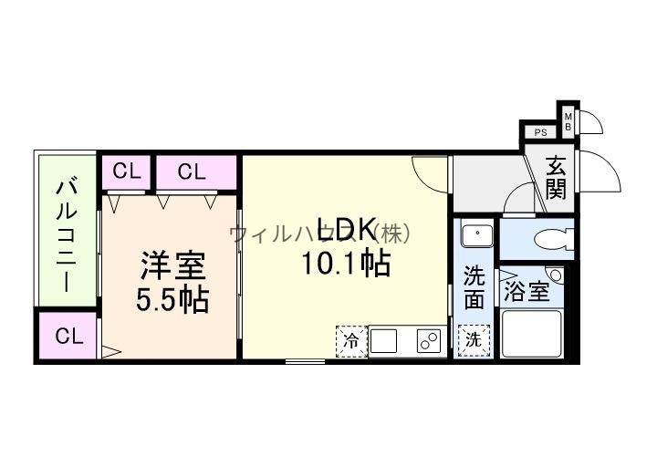 リアン富木(1LDK/1階)の間取り写真