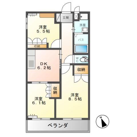 エスポアールC(3DK/2階)の間取り写真