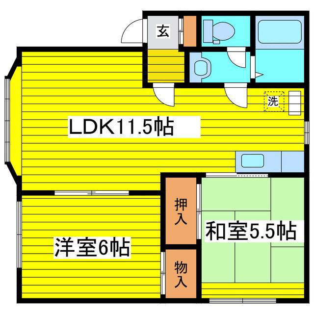 グローリ伏古(2LDK/2階)の間取り写真