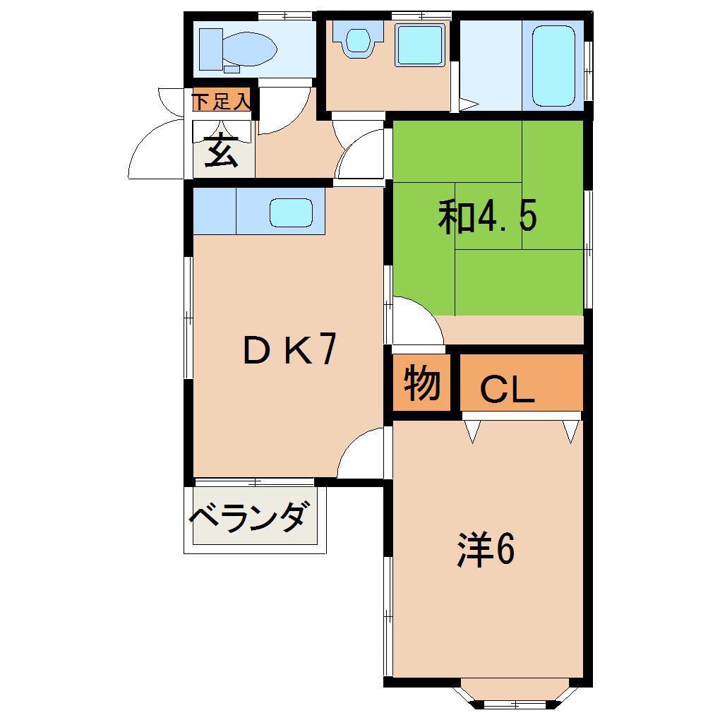 スマイルアパート(2DK/2階)の間取り写真