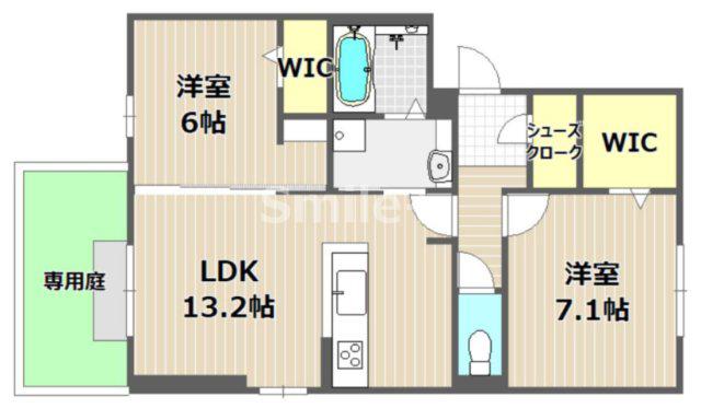 レジデンス(2LDK/1階)の間取り写真