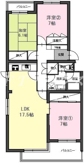 PLENDY東船橋(3LDK/3階)の間取り写真