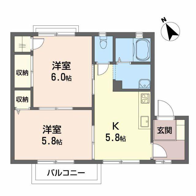 ハローハイツ河畑II(2K/2階)の間取り写真