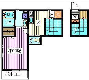 BONHEUR 中浦和(1K/2階)の間取り写真