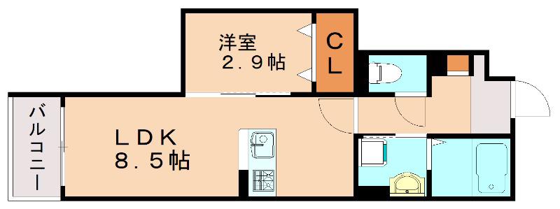 光陽マンション別府(1LDK/3階)の間取り写真