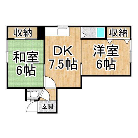 ライズ千歳(2DK/1階)の間取り写真