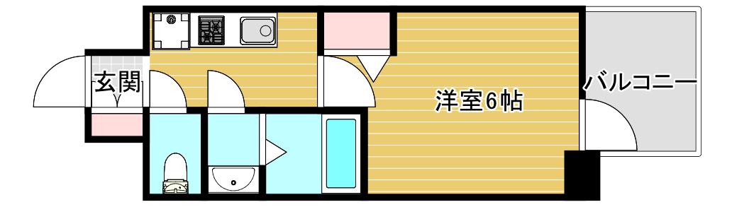 プレサンス四天王寺前夕陽ヶ丘 凛宮(1K/9階)の間取り写真