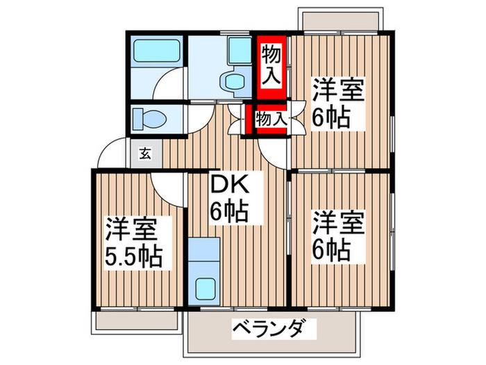 ハイツピレネ-(3DK/1階)の間取り写真