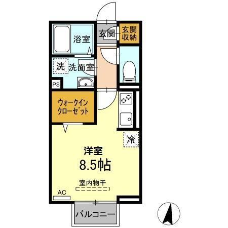 グランドゥ ヴァンベール(ワンルーム/2階)の間取り写真