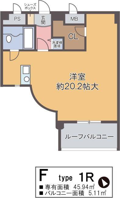 ホープ芦屋(ワンルーム/2階)の間取り写真