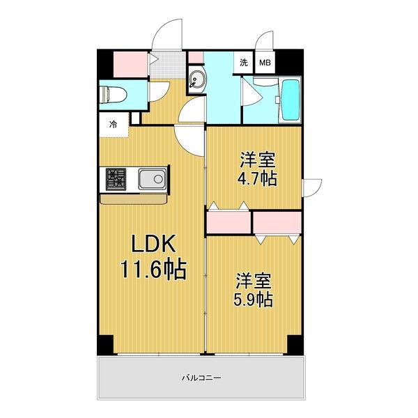 レジデンシア都島アイラ(2LDK/6階)の間取り写真