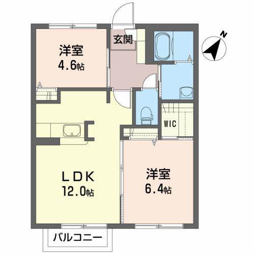 ボヌールパルク華園(2LDK/2階)の間取り写真