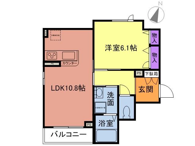 アムール・C(1LDK/3階)の間取り写真