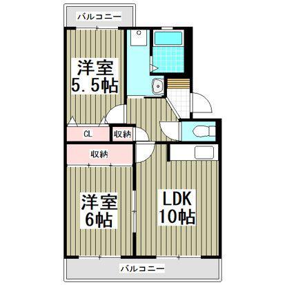 レジデンス原山(2LDK/4階)の間取り写真