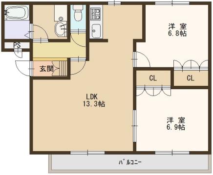 サンライズガーデン(2LDK/2階)の間取り写真