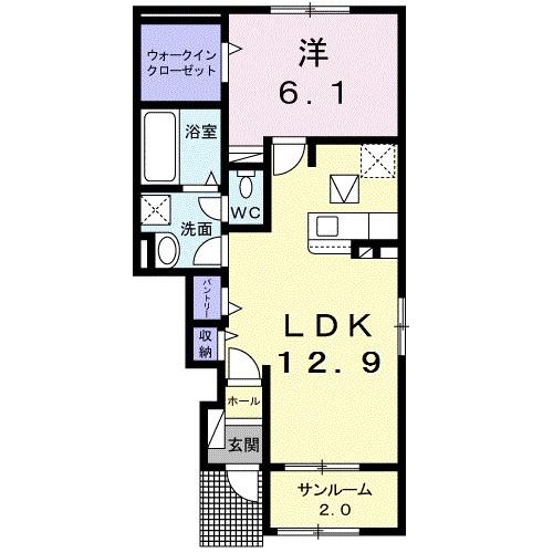 スエロ・レシデンシア(1LDK/1階)の間取り写真