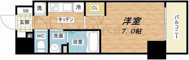 プレサンス堺筋本町駅前シェル(1K/4階)の間取り写真