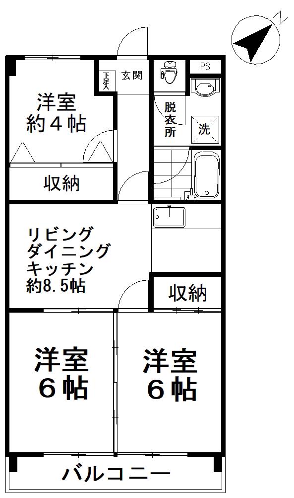 レジデンスイケダ(3LDK/5階)の間取り写真