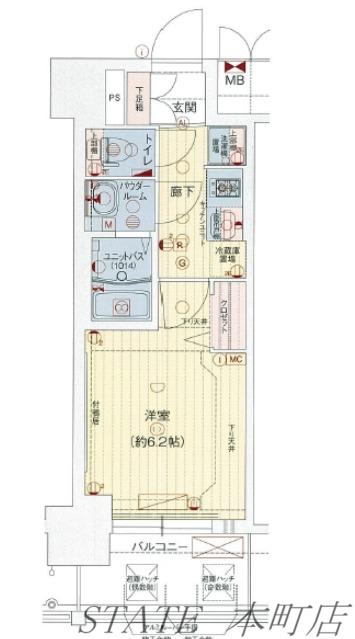 プレサンスOSAKA DOMECITYビーツ(1K/9階)の間取り写真