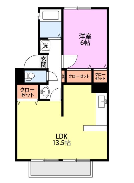 クオリティ加賀AB(1LDK/2階)の間取り写真