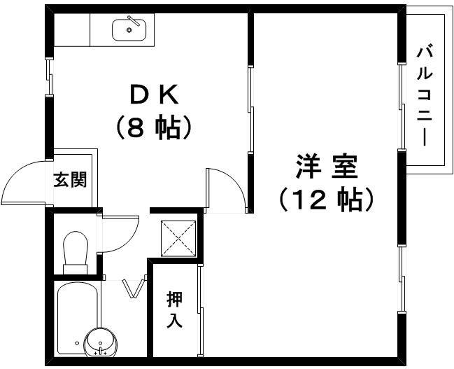シャルム八幡(1DK/1階)の間取り写真