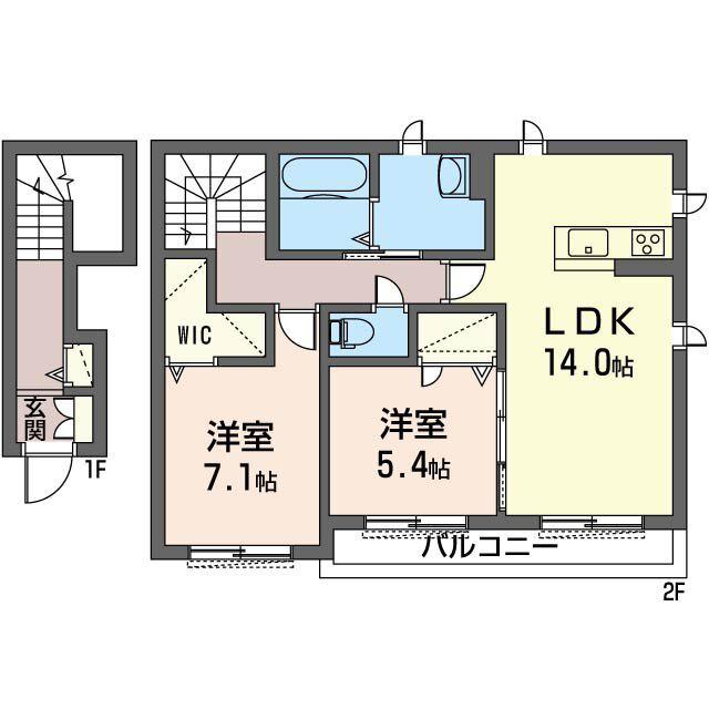 リラフォートG(2LDK/2階)の間取り写真