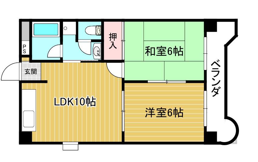 レジデンス姫島(2LDK/2階)の間取り写真