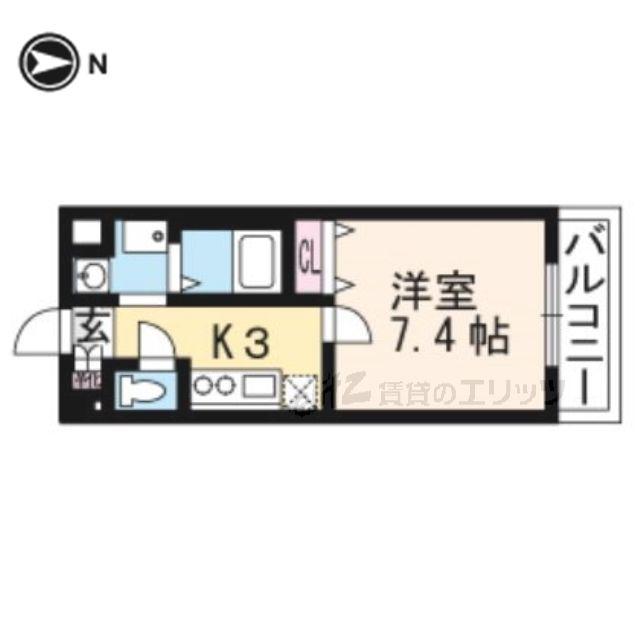 ロイヤルクィーンズパーク吹田片山町(1K/4階)の間取り写真