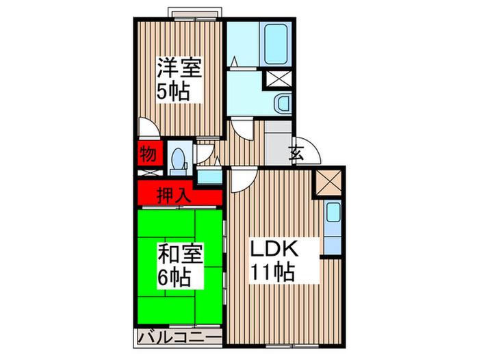 ハイツ・UU5(2LDK/3階)の間取り写真