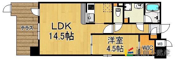 アソシアグロッツォ・タイムズスイート博多(1LDK/1階)の間取り写真