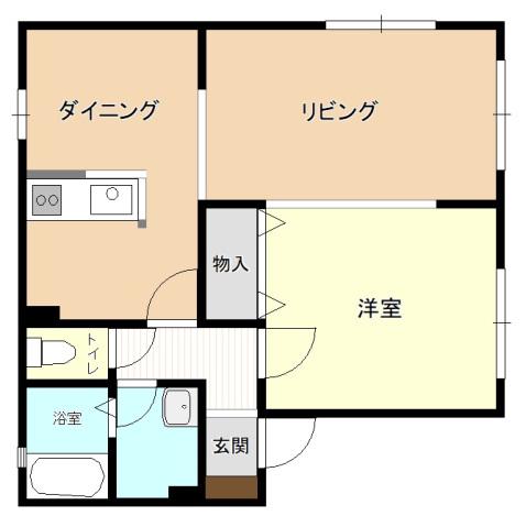 ＪＲ呉線 竹原駅 徒歩6分 2階建 築29年(1LDK/1階)の間取り写真