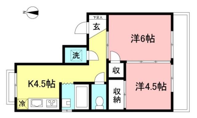 冨樫ハイツ(2K/3階)の間取り写真