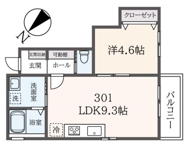 グレースベル(1LDK/3階)の間取り写真