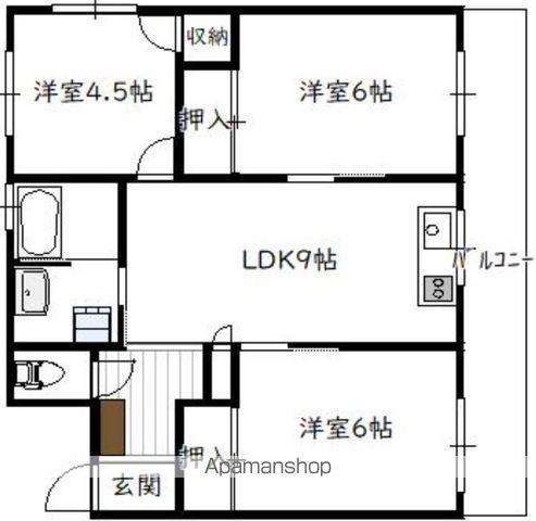 岡本ハイツ(3LDK/2階)の間取り写真