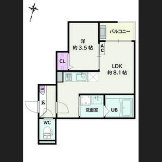 JACK HIGASHIMATABEI(1LDK/1階)の間取り写真
