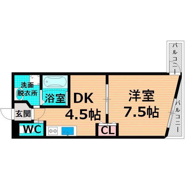 グランディール21(1DK/3階)の間取り写真