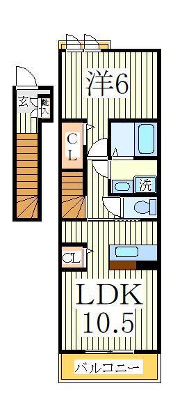 ソリヤ エスティ(1LDK/2階)の間取り写真